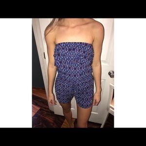 Strapless aztec romper